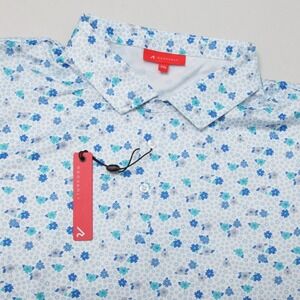 REDVANLY PUREpoly Leone Polo Shirt Mens XXL Floral Performance Stretch Golf Top